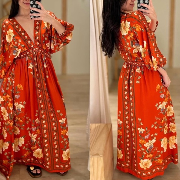 FARM Rio Butterfly Flowers Long Dress Size S - Picture 2 of 13